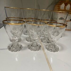 Set of 10 Vintage Anchor Hocking Berwick Gold Rimmed Boopie Glasses